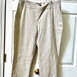 NWT ladies size XL JM Collection tan white tummy control slim leg pants